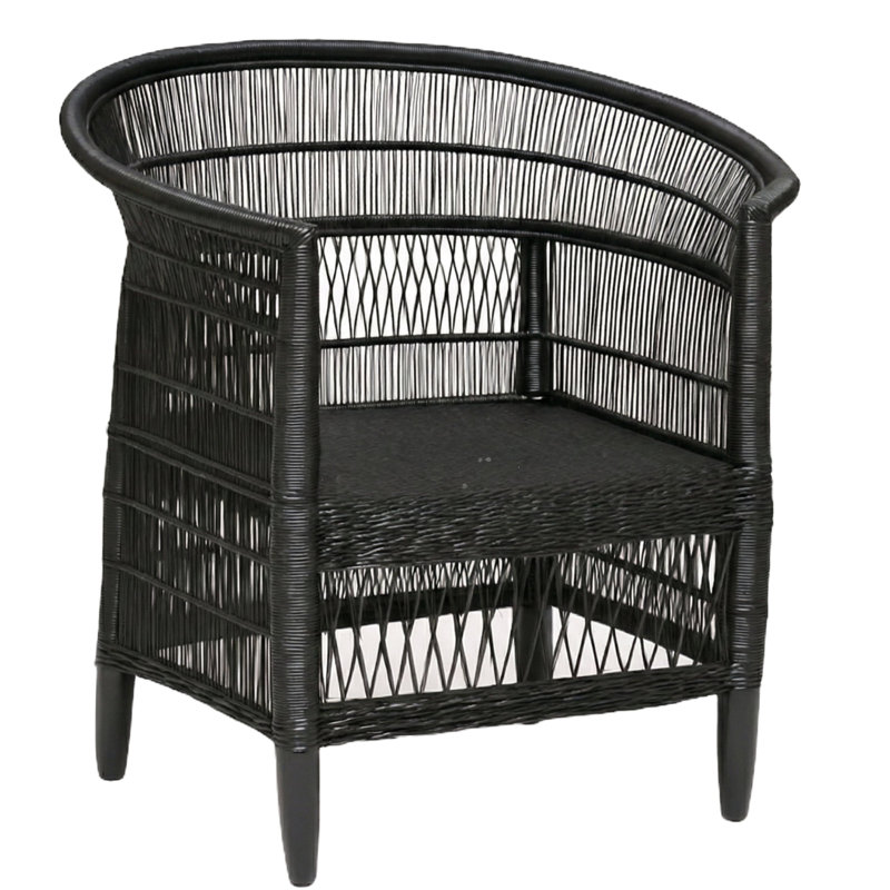 Chaise en rotin naturel tissé à la main 100% en bois massif, sièges d'appoint de style bohème campagnard - artisanat africain authentique