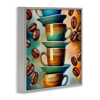  Ceramic Teacups & Coffee Framed Giclee Art by Alina Georgescu
