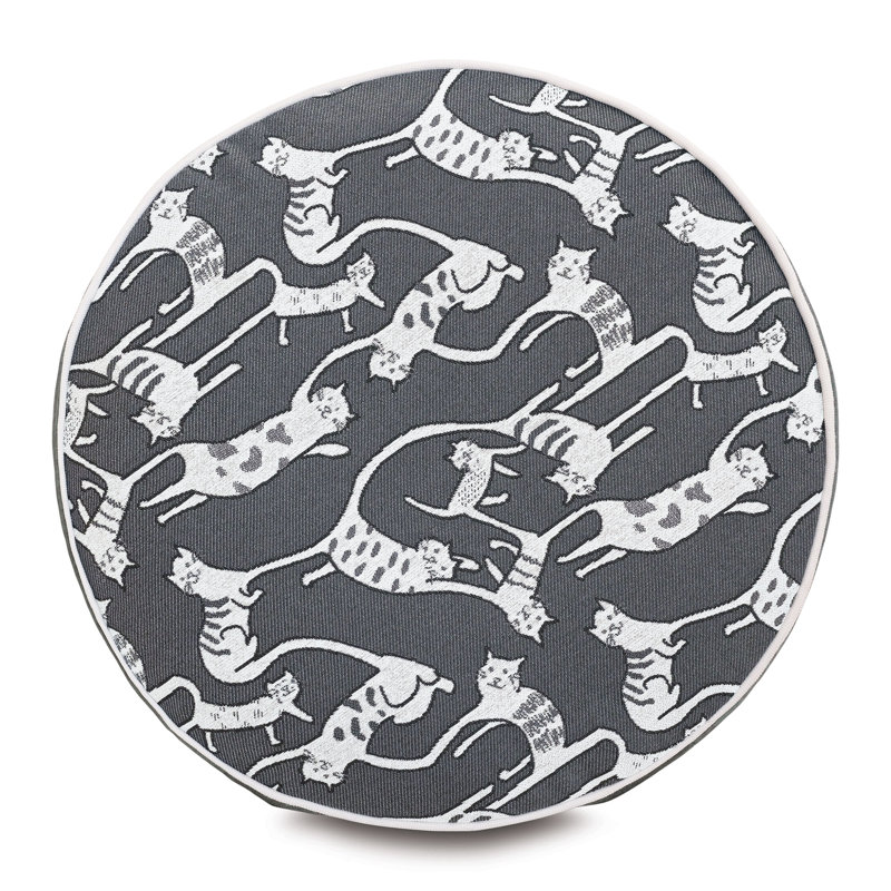 Pets Circular Pillow Cover & Insert, Ivory/Black