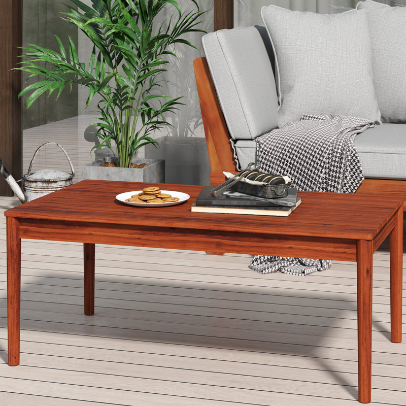 Rustic Style Outdoor Coffee Table Of Wood, Color, 36.75" Width, 20.24" Depth, 15.18" Height Streamlined With