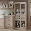 Garde-manger 100% bois massif Kaniesha 32 po avec portes en verre transparent, 2 tiroirs et tablettes réglables-203861059
