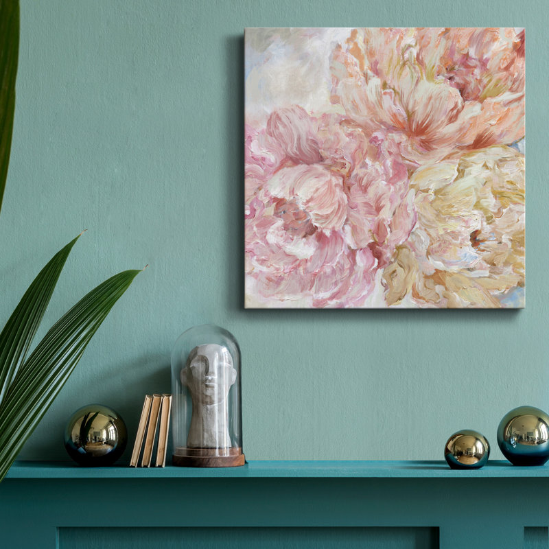Contemporary Peony II - reproduction d'art sur toile tendue, H 16 po x l 16 po x P 1 po
