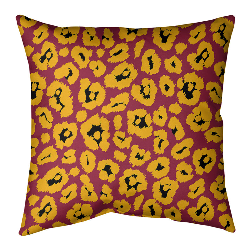 Housse de coussin carrée, 26 po x 26 po, Rouge / jaune / noir, Polyester sergé