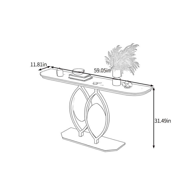 Console nordique minimaliste, H 31,49 po x l 59,05 po x P 11,81 po, Blanc