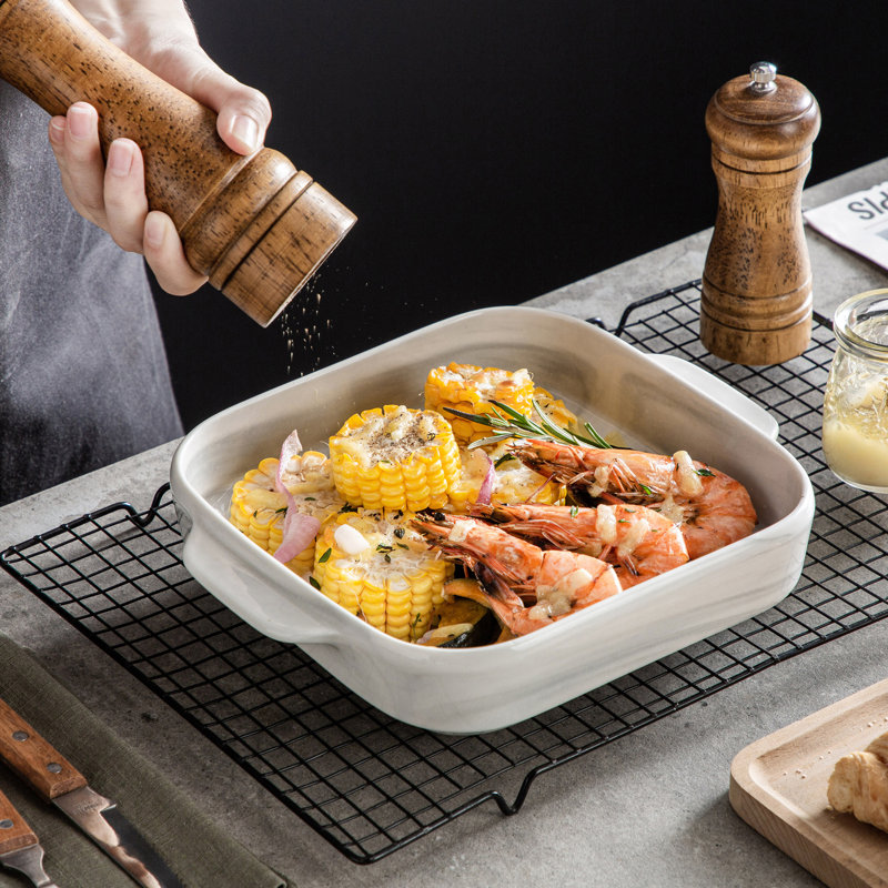 MALACASA Square Porcelain China Baker Bakeware