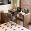Bureaux en bois massif en L noyer-107434620