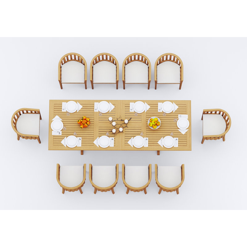 Lenong Outdoor - Piece Teak Dining Set, 10