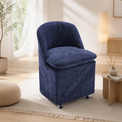 Ensemble de deux chaises de salle à manger en tissu chenille avec roues universelles pour un mouvement sans effort et une assise confortable dans n'importe quel espace intérieur