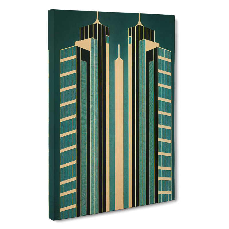 City Architecture Art Deco No.6 Skyscraper - Wrapped Canvas Print, 50cm H x 35cm W x 3cm D