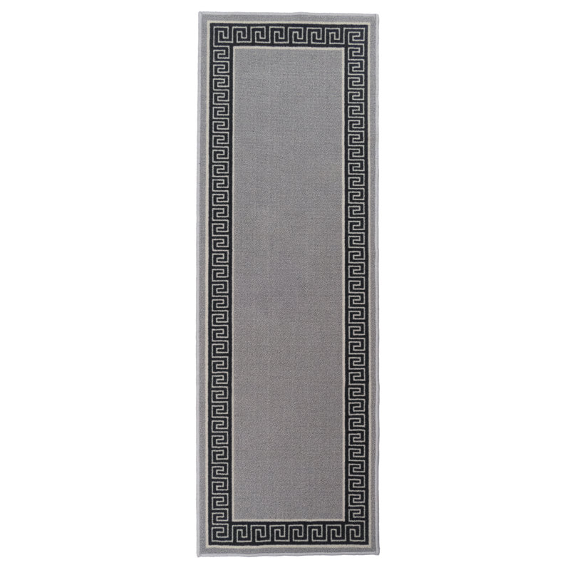Bordered Slip Resistant Low Pile Area Rug, Runner 1'11" x 4'11"