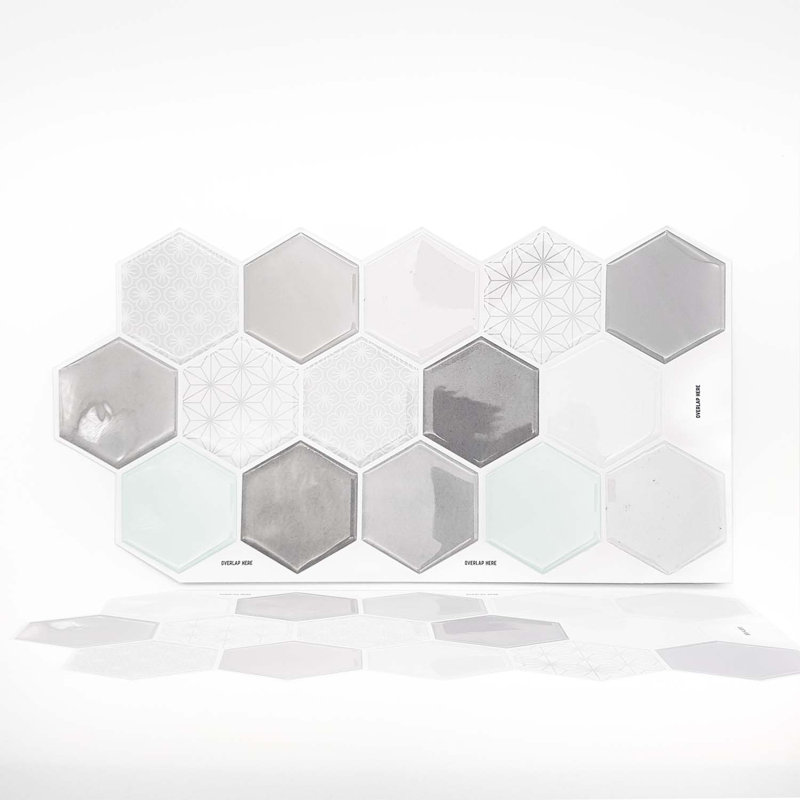 6.07 in. W x 12.01 in. L Shower Peel and Stick Mosaic Tile, Gray