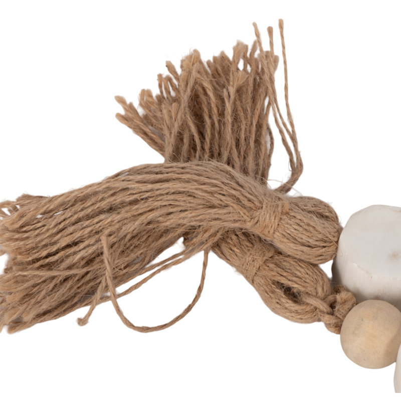 Sagebrook Home 36" Marble And Wood Beads Garland, White/Natural