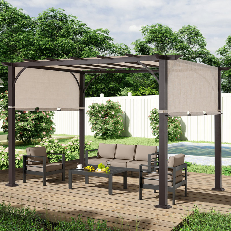 12 pi. L 10 pi. D Pergola en acier avec auvent