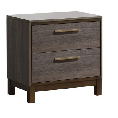 Two-Tone Gray Bedroom Nightstand With Contemporary Design And Center Metal Style For Furniture