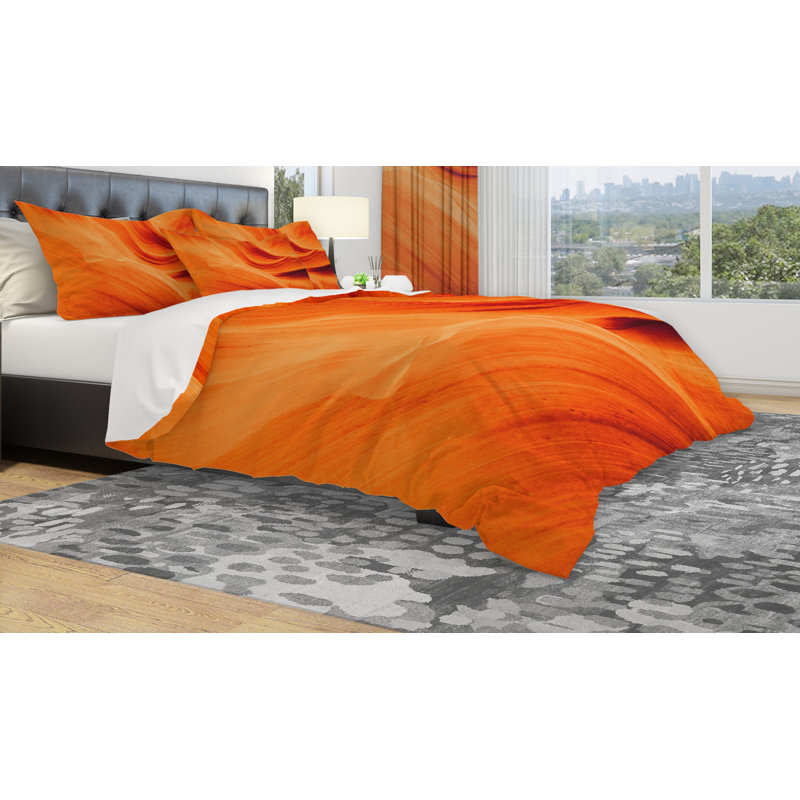 Abstract Duvet Cover Set - Designart Upper Antelope Canyon, Queen Duvet Cover + 2 Shams