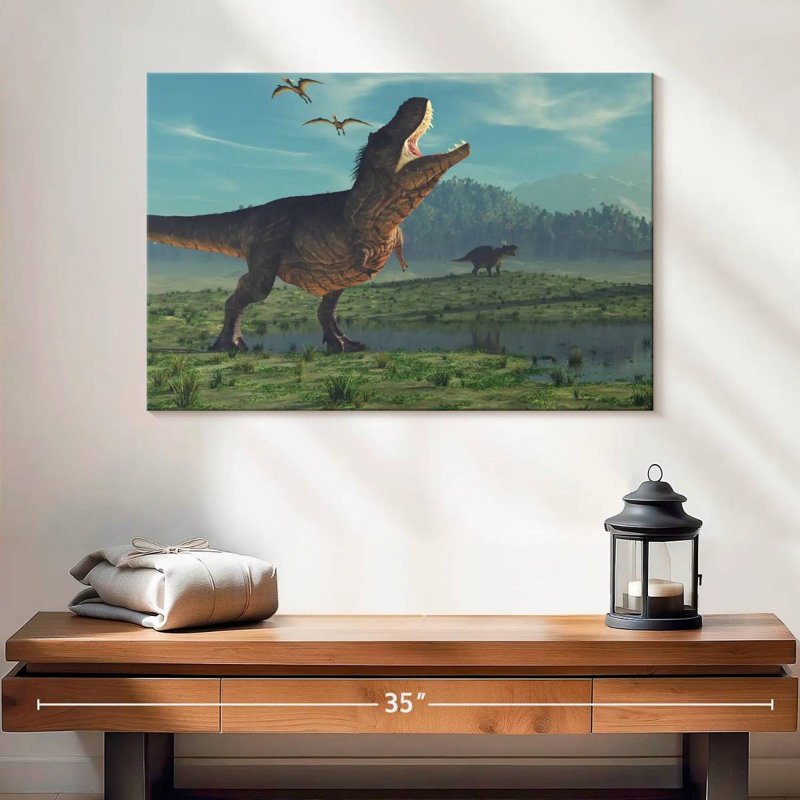 Dinosaures de l'ère jurassique Brampt, H 16 po x l 24 po