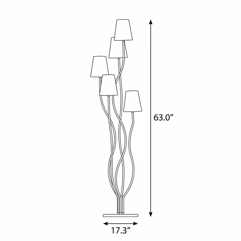 Five-Arm Fabric Shade Standing Floor Lamp