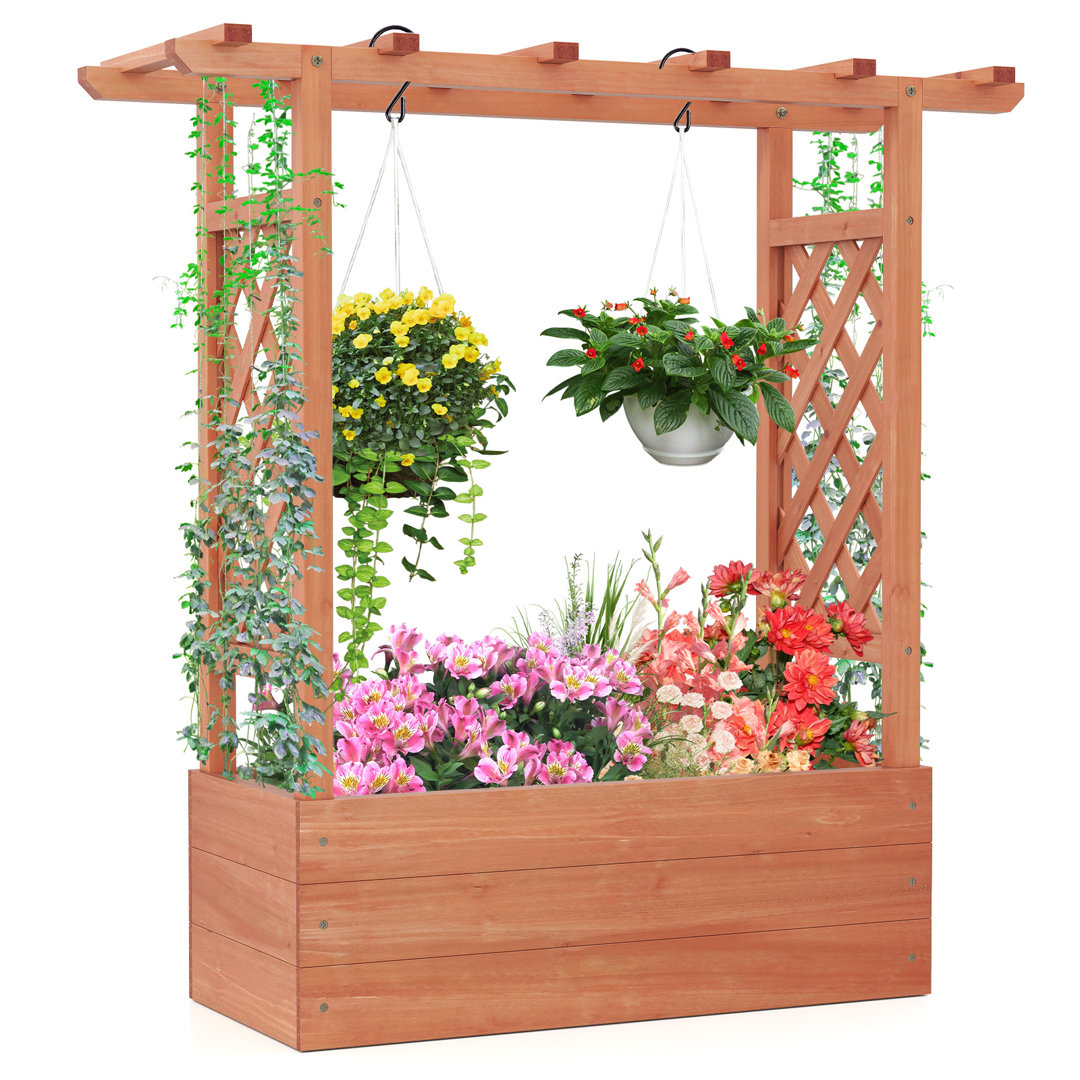 Cerina Wood Elevated Planter with Trellis Red Barrel Studio®