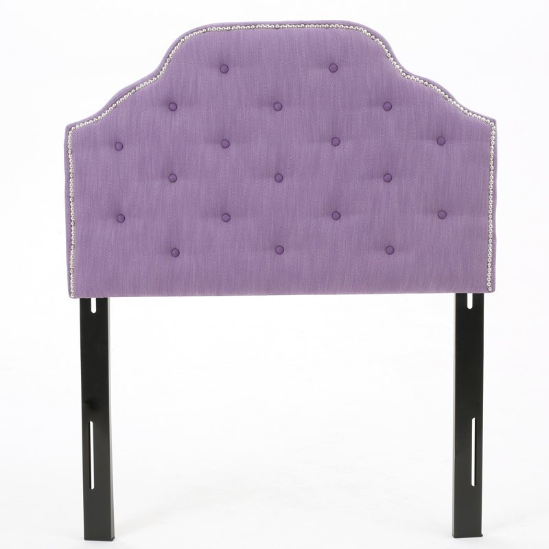 Tête de lit simple mauve en tissu avec coutures à losanges et détails cloutés, Mauve clair