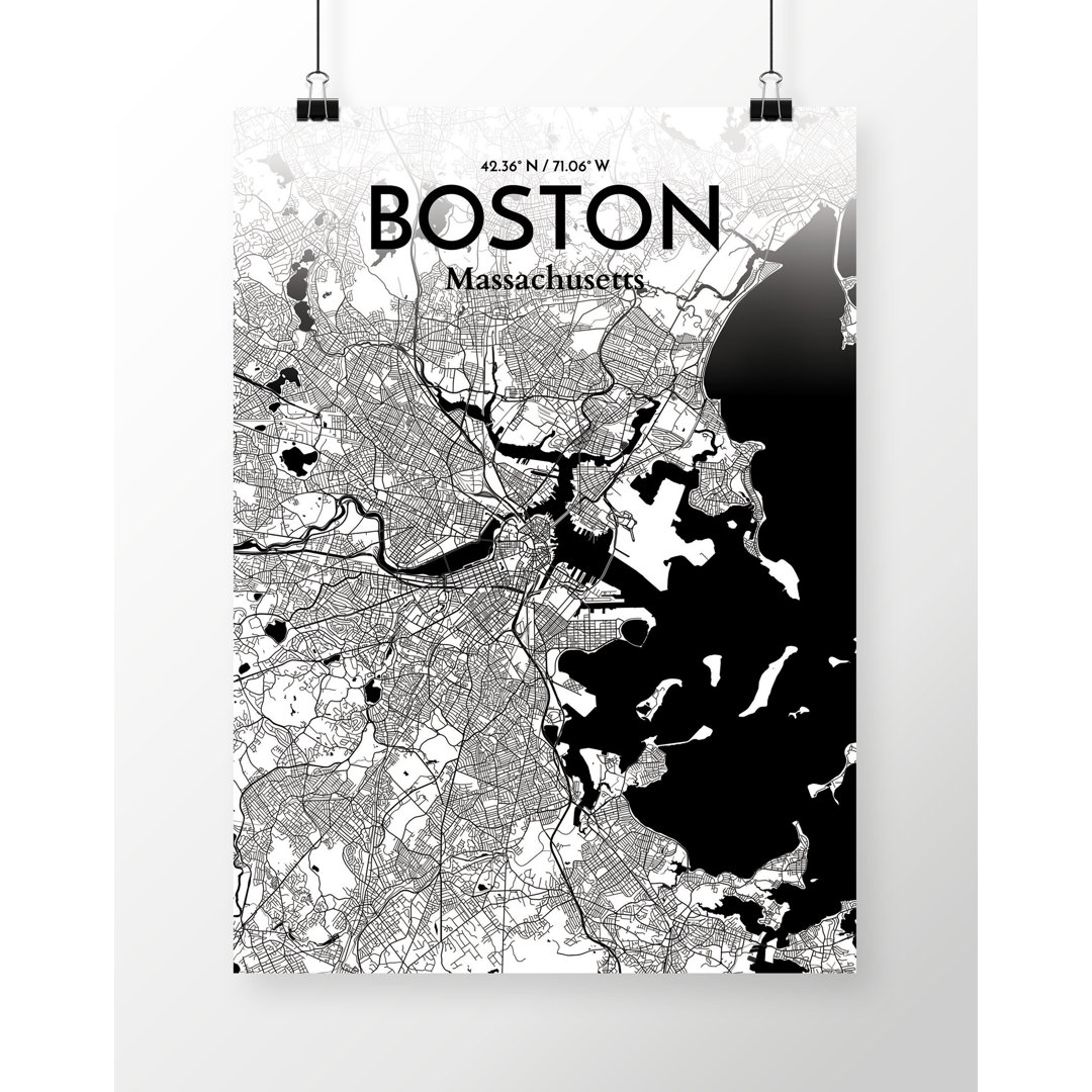 'Boston City Map' Graphic Art Print Poster in Ink Wrought Studio™ 