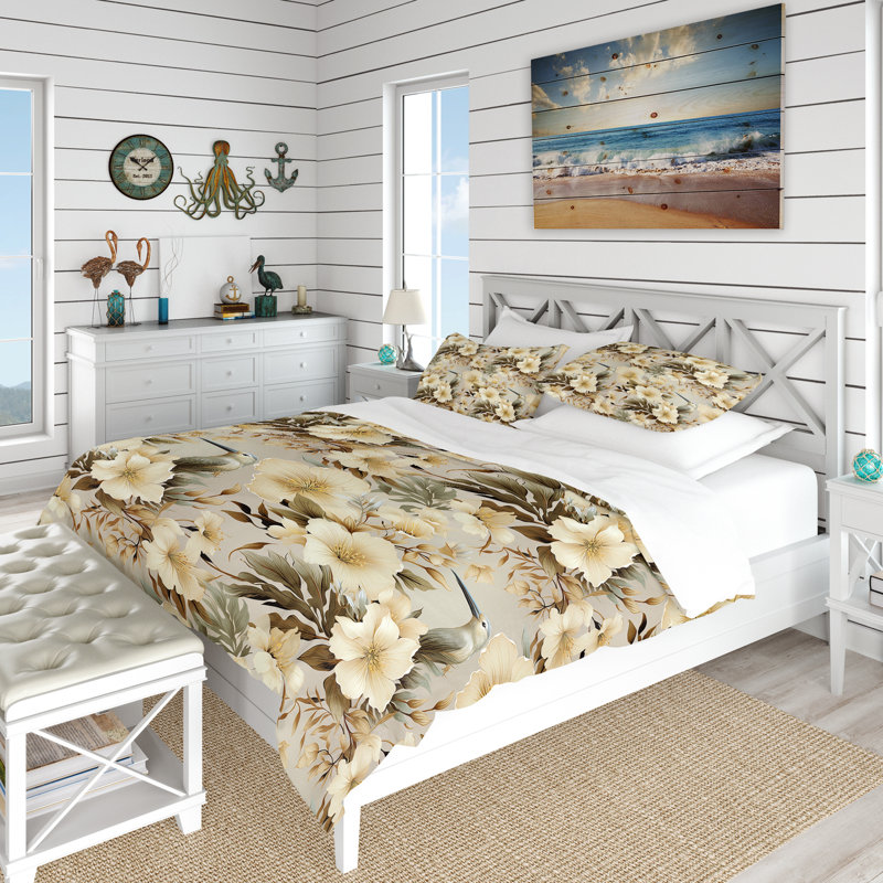 Ensemble de housse de couette Natural Tranquility Tropical, Housse de couette simple + 1 taie décorative stan