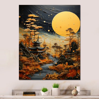 " Golden Japan Zen Garden Moonlight I "
