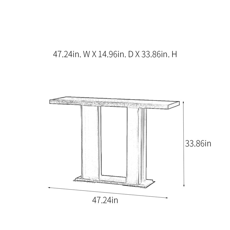 Modern Minimalist Console Table, 33.86" H x 47.24" W x 14.96" D