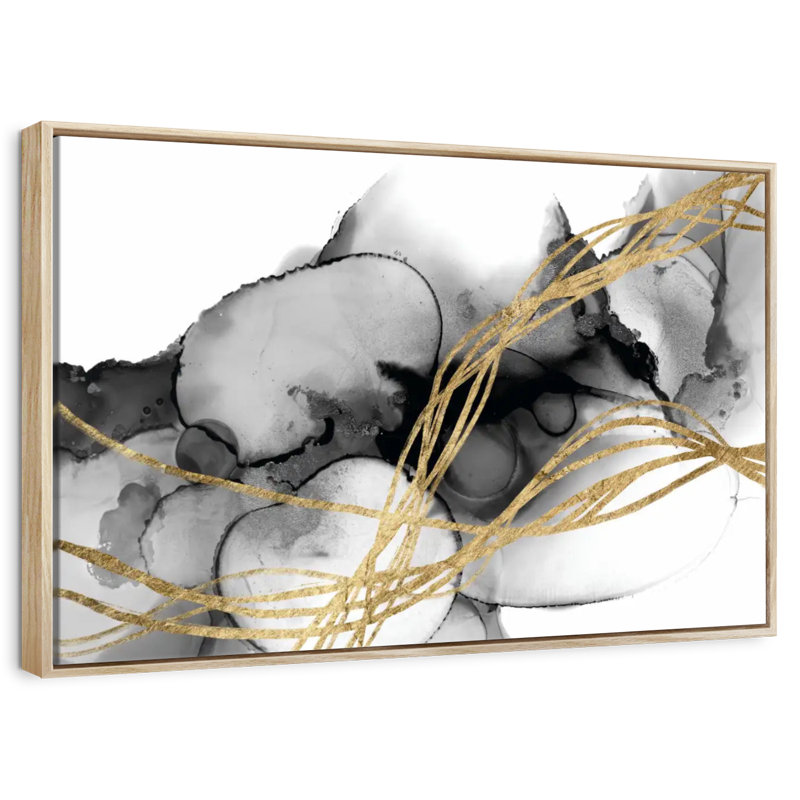 Matrice ondulée II, Cadre flottant en bois naturel, 31 po x 21 po