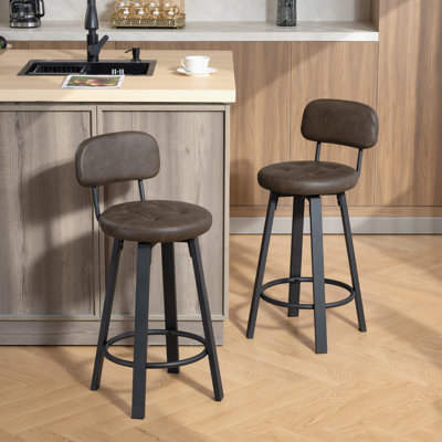 Ensemble de 2 tabourets de bar pivotants, hauteur comptoir, brun