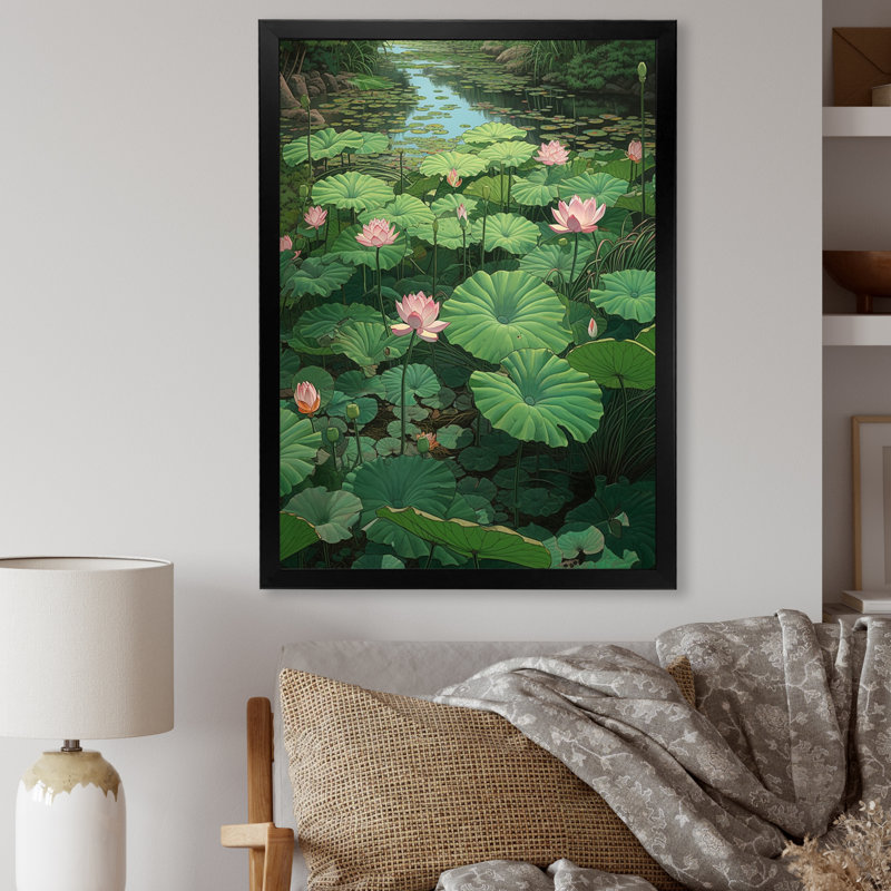 «Pinklotus P pureté en fleur I» sur toile, Cadre photo noir, H 20 po x l 12 po x P 1 po