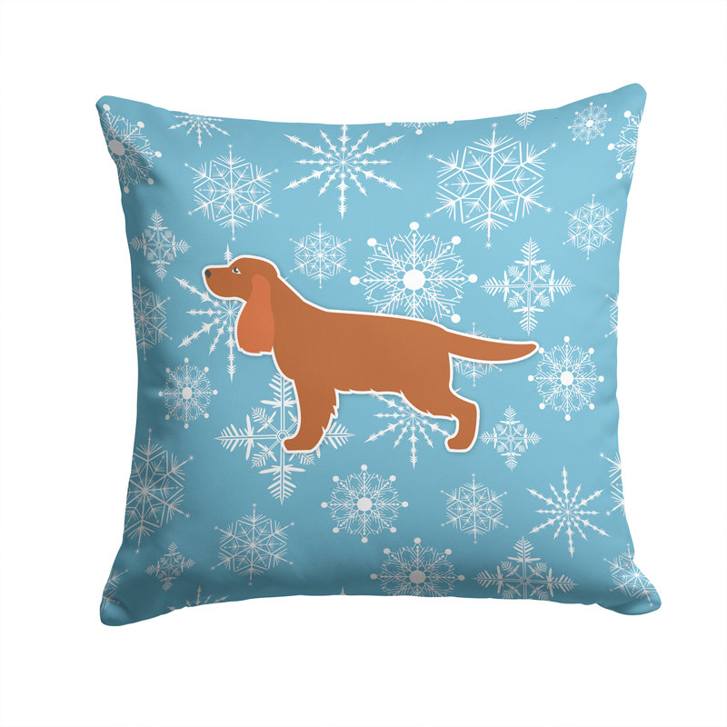 Coussin intérieur/extérieur en flocons d’hiver, H 14 po x l 14 po x P 3 po