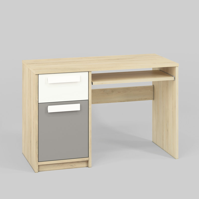 Azani Solid Wood Base Writing Desk, Natural/Platinum Grey