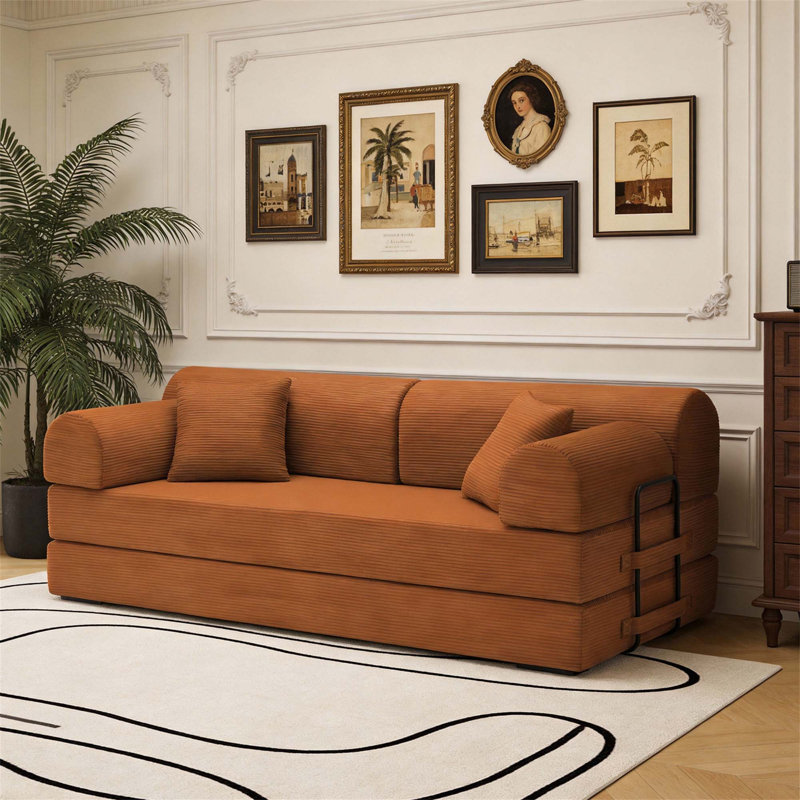 Canapé-lit Boneless Convertible Corduroy, Orange