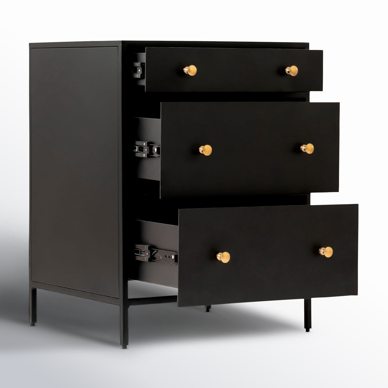 Walee 3-Drawer Nightstand, Black
