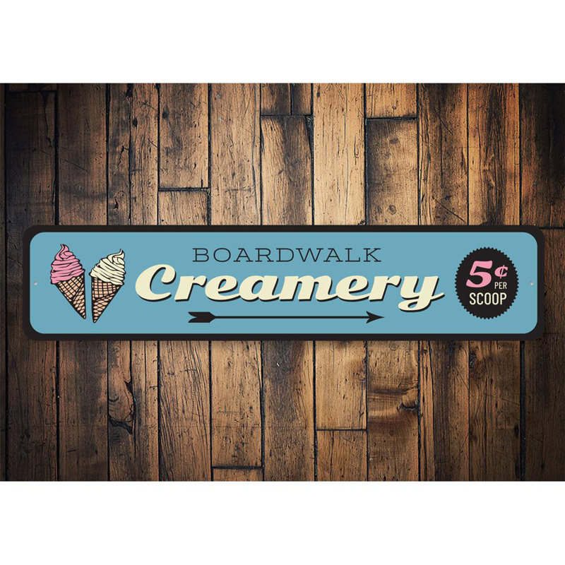 Panneau en aluminium Boardwalk Creamery, H 4 po x l 18 po x P 0,04 po