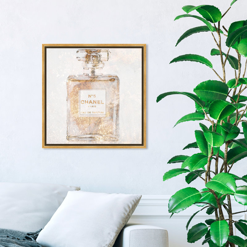 Parfum Glimmer - peinture sur toile, Impression encadrée, H 24 po x l 24 po, Doré