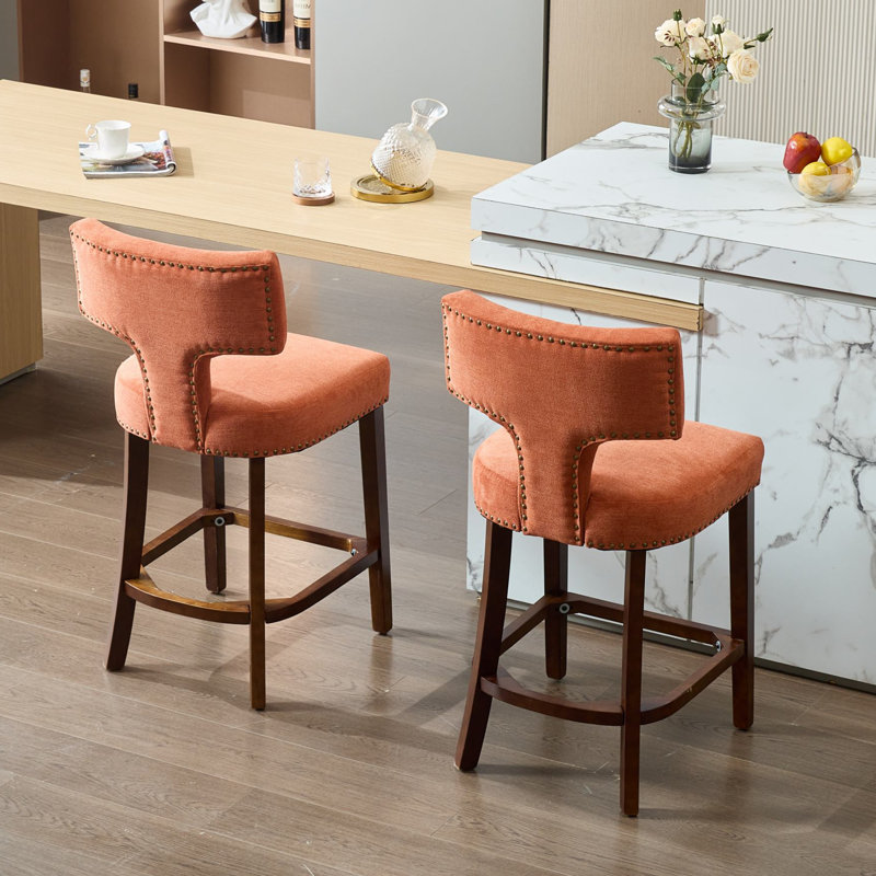 Ensemble de 2 tabourets de bar Mid-Century, Orange