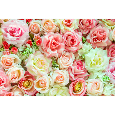 Soft Colour Roses Background - Wrapped Canvas Print