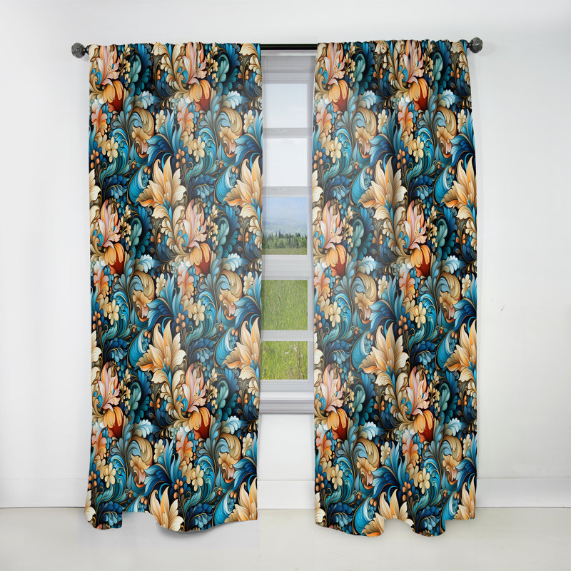 Motif cachemire Desert Mirage - Rideau glamour - Velours obscurcissant - 1 panneau, L 52 po x L 84 po