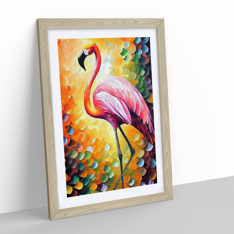 Flamingo Portrait No.2 - Framed Print, 46cm H x 34cm W, Beige