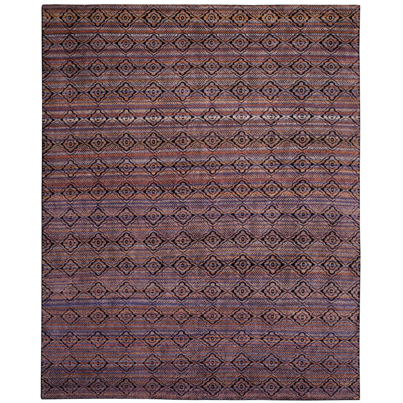 Tapis mauve en laine / viscose / coton noué à la main Donncha, Rectangle 8 pi x 10 pi