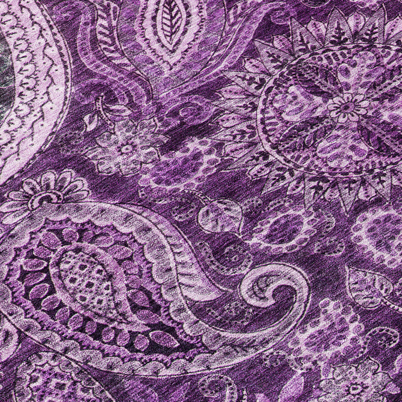 Purple Flat Woven Round Synthetic Easy Care Rug