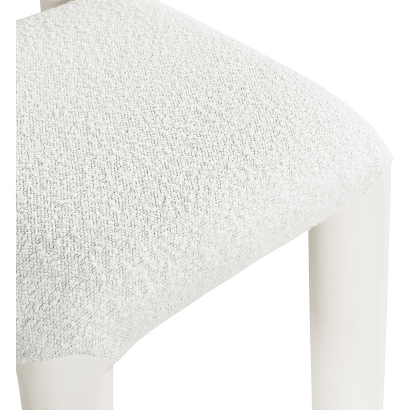Chaise Amari, Crème, crème, Cuir végétalien et tissu bouclé