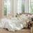 MooMee Striped Sheet Set 100% Washed Cotton Linen Like Textured Breathable Lightweight-118739903-118739905