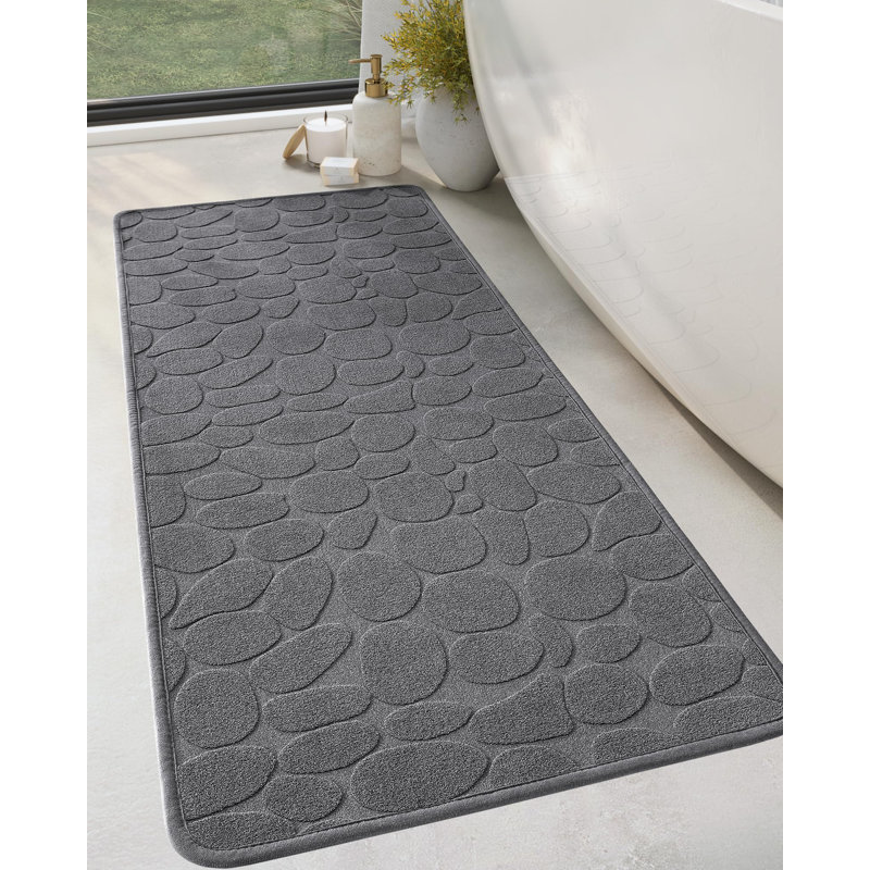 Tapis pour salle de bain en caoutchouc Emslie, L 20 po x L 47 po, Gris