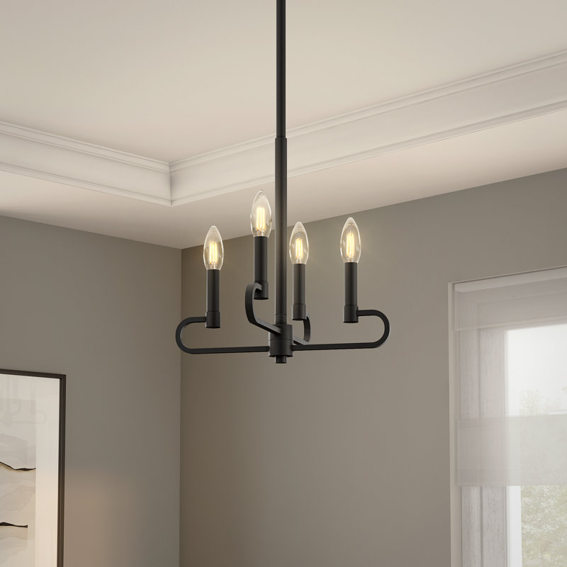 Lustre convertible 4 lumières Maeliyah, Noir mat