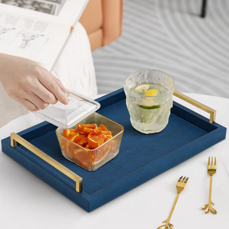 Navy Blue Shagreen Leather Tray