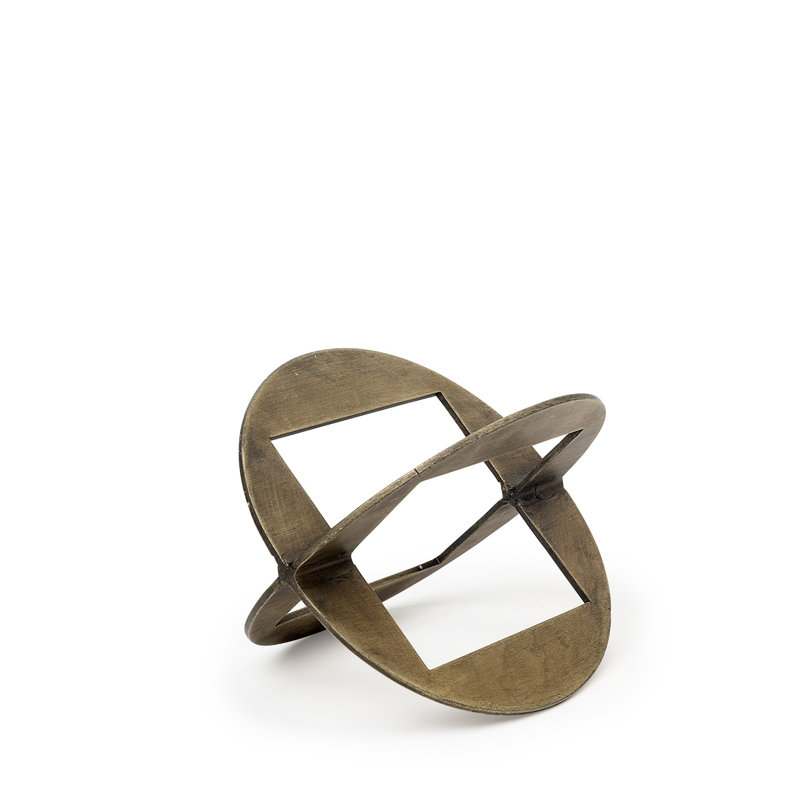 Melun Metal Geometric Orb Tabletop Sculpture, 6" H x 5" W x 5" D, Gold