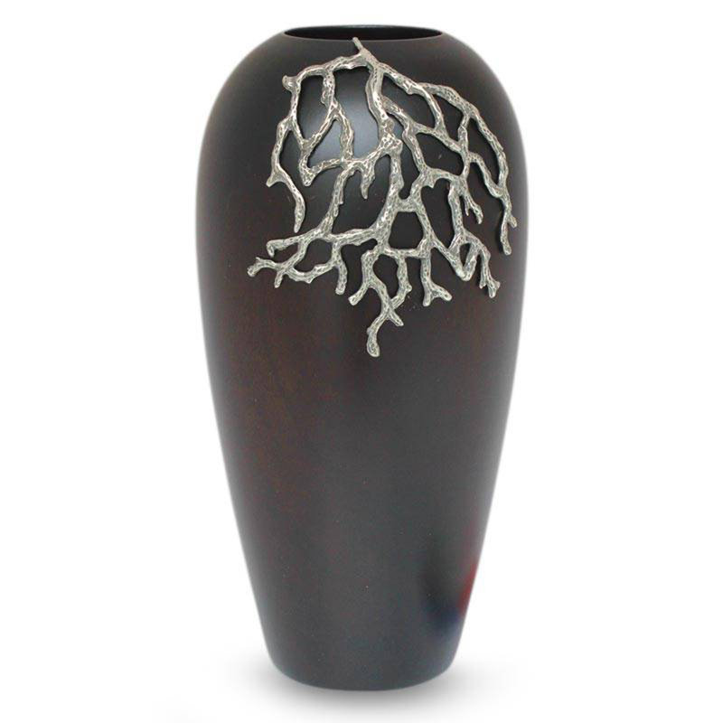 Vase de table en bois et étain récif Elisabetta