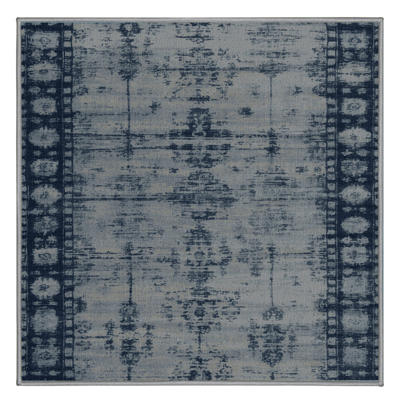 Machine Washable Overdyed Gray Area Rug, Square 3'